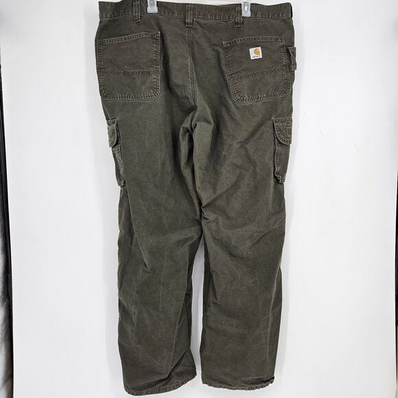 Carhartt Cargo Pants Mens 44 x 34 Dungaree Fit Dark Olive Work Carpenter - Picture 8 of 13